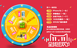 天猫手机端双十一抽奖大转盘海报