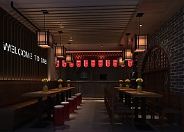 中國風餐廳室內(nèi)效果圖