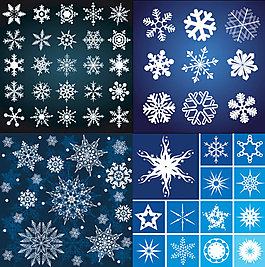 各式各樣的漂亮雪花圖案矢量素材