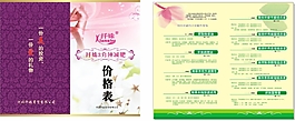 美容行業(yè)價格單 粉綠色