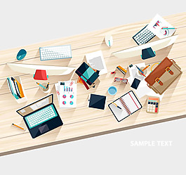 設(shè)計類辦公桌俯視圖矢量素材下載
