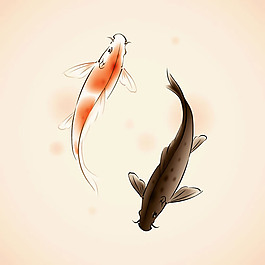 水彩錦鯉矢量素材下載