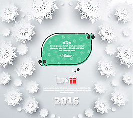 2016年冬季白色雪花贺卡矢量素材下载
