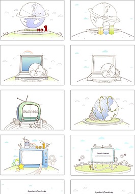 手繪商務場景