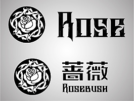矢量黑色游戲薔薇logo