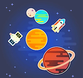 卡通宇宙貼紙矢量素材下載