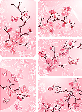 粉色桃花矢量素材圖片