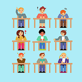 9款课堂学生设计矢量素材图片