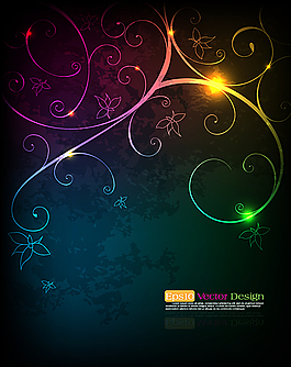 炫彩光效花纹背景矢量素材图片