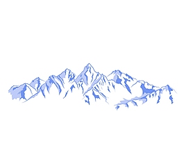 手繪藍色雪山