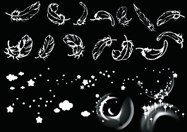 簡易羽毛、星星素材