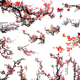 梅花水墨畫素材圖片
