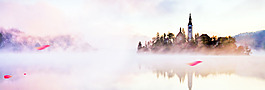 云霧花瓣仙氣背景