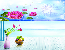 高清荷花海報背景素材圖片