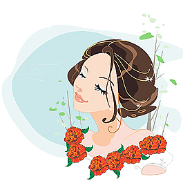 花环美女矢量图图片