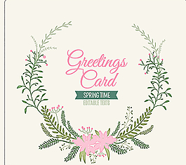 素雅花環賀卡矢量素材圖片