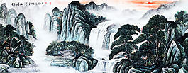 國畫山水壁紙裝飾畫