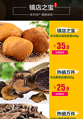 东北特产 蘑菇 木耳 淘宝手机首页装修