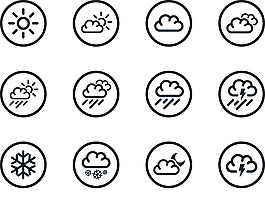 天氣預(yù)報圖標(biāo)矢量模板
