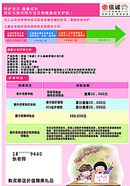 兒童保險宣傳單頁圖片