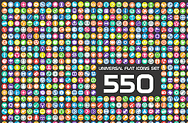 550个扁平图标图片
