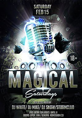 黑色酷炫麥克風(fēng)KTV海報(bào)圖片