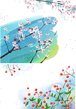 水彩桃花