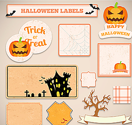 創(chuàng)意萬圣節(jié)標(biāo)簽矢量素材圖片