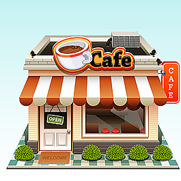 咖啡店設計矢量素材圖片
