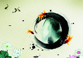 金魚水墨畫圖片