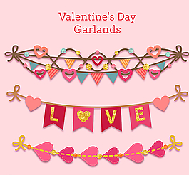 彩色情人節拉旗圖片