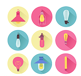 9款彩色燈泡圖標(biāo)矢量素材圖片
