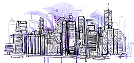 香港城市水彩简笔画矢量图图片