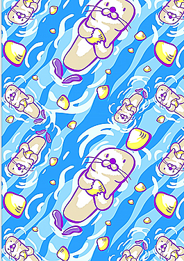 矢量卡通海豹背景素材圖片