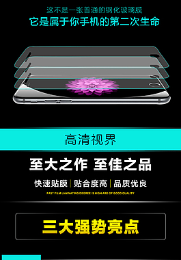 手機鋼化膜詳情黑色