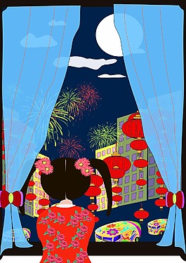 元宵節(jié)獨自在家的女孩