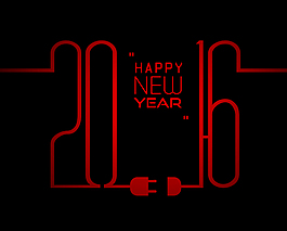 創(chuàng)意2016年電源線藝術(shù)字矢量圖
