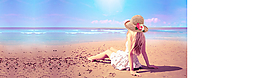 夏日防曬海景美女背影背景