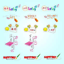 兒童滿月百天周歲相冊文字藝術字體