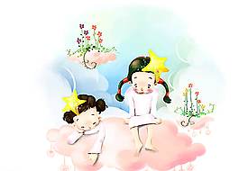卡通小孩展板素材圖片