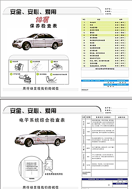汽車 車輛  保養檢查表圖片