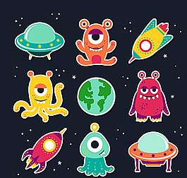 外星人怪獸飛碟圖圖片