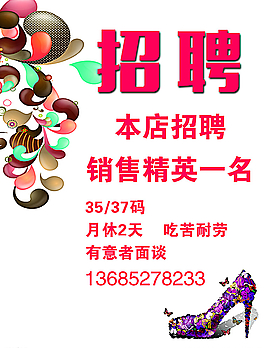 鞋店招聘圖片