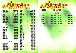 燒烤菜單