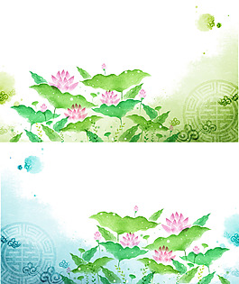 手繪荷花背景