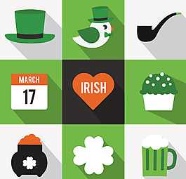 9款精致圣帕特里克節圖標矢量素材