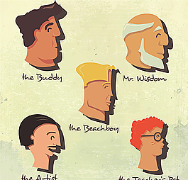 創(chuàng)意男子側(cè)臉頭像矢量圖圖片