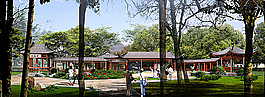 古建休閑觀光長廊效果圖圖片