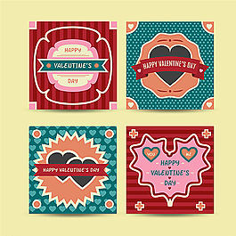 時尚方形情人節賀卡矢量圖圖片