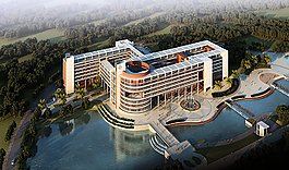 水边学校图书馆鸟瞰效果图图片